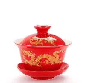 Ceramic Gaiwan Teaware,gai wan bowl large white porcelain Zisha cup Kung Fu teacup hand-painted tea bowl tea set heat-resistant