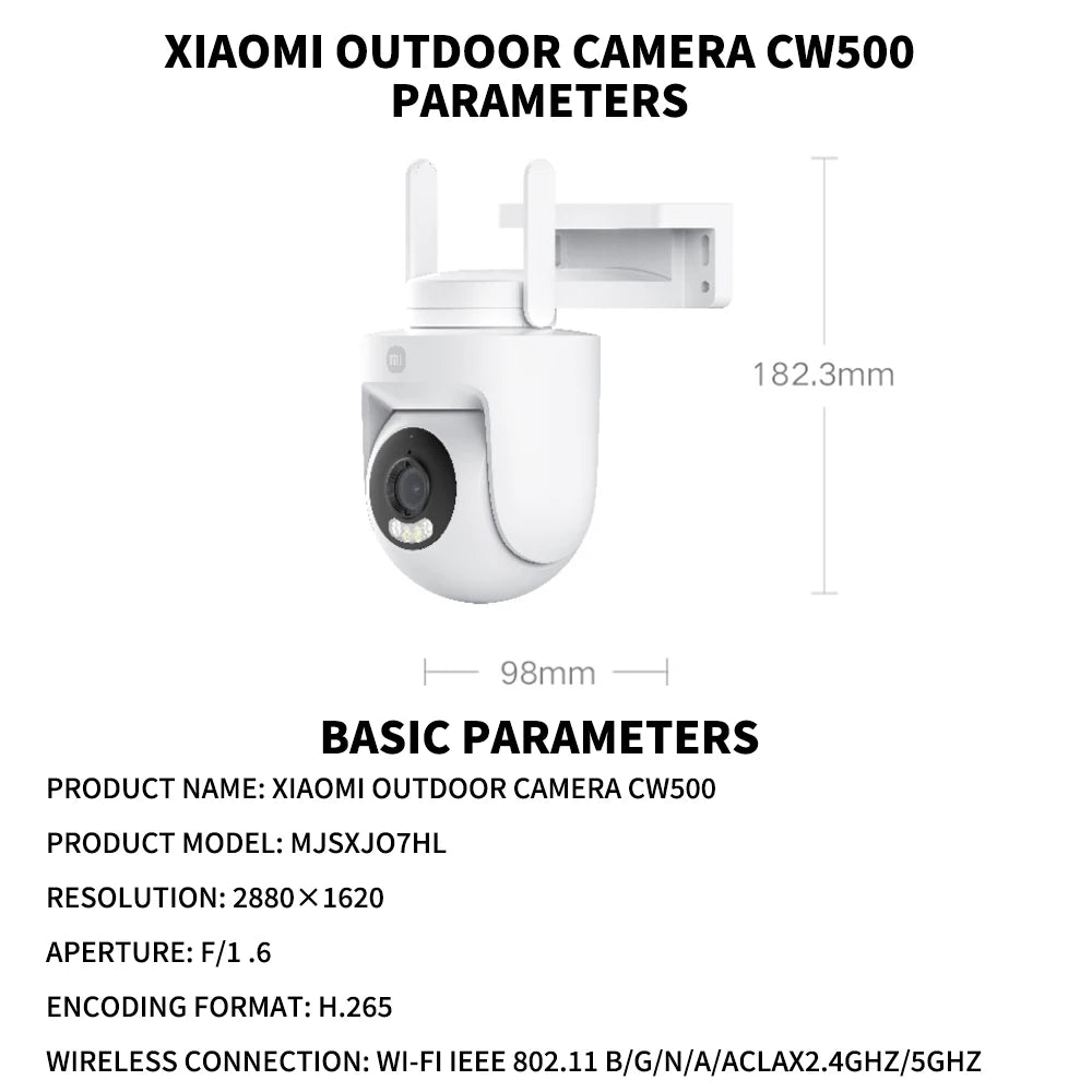 China Version Xiaomi Outdoor CW500 Dual Camera Security Protection CCTV AI Detection Full-Color Night Vision IP66 Smart Home