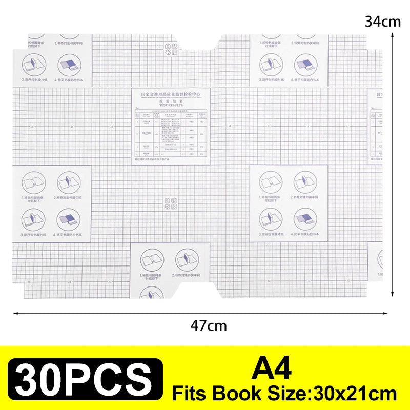 Lot de 10 à 30 protège-livres autocollants transparents et mats A4/16K/22K, imperméables, pour manuels scolaires, fournitures d'emballage