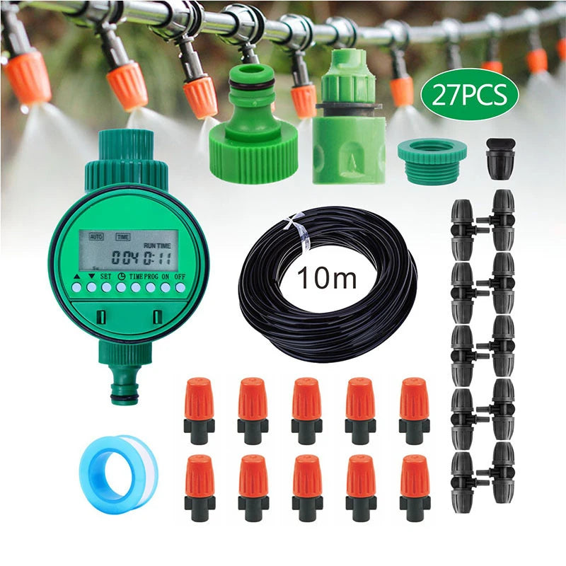 Minuterie d'arrosage avec écran LCD, système d'arrosage automatique de jardin, système d'irrigation goutte à goutte