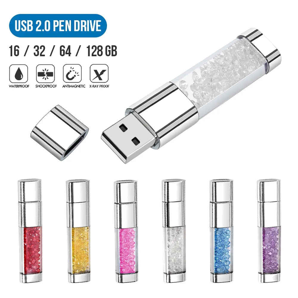 Crystal Diamond Usb Flash Drive 2.0 4GB 8GB 16GB 32GB 64GB 128GB Pendrive Stick Usb disk Memoria Stick Exquisite gift