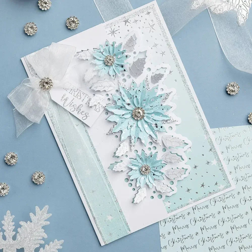 Winter Wonderland Christmas Ice Skate Snowflake Poinsettias Cutting Dies Hot Foil Scrapbooking Diary Decorate Embossing Template