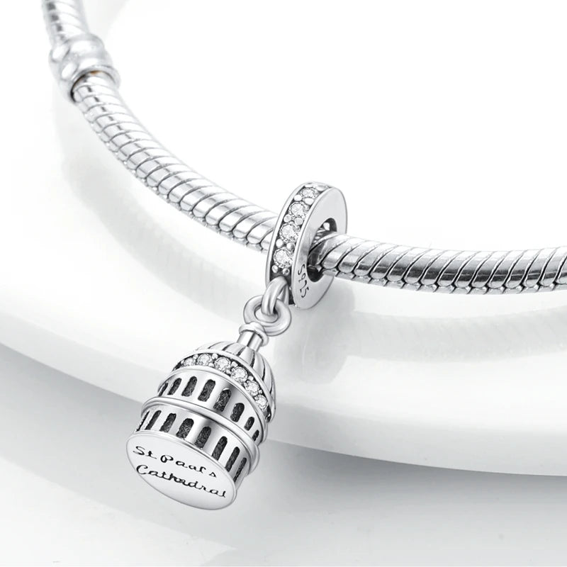 925 Sterling Silver Spots Series Charm Eiffel Tower Egypt Charms Pendant Fit MULA Original Sliver Bracelets DIY Jewelry Gifts