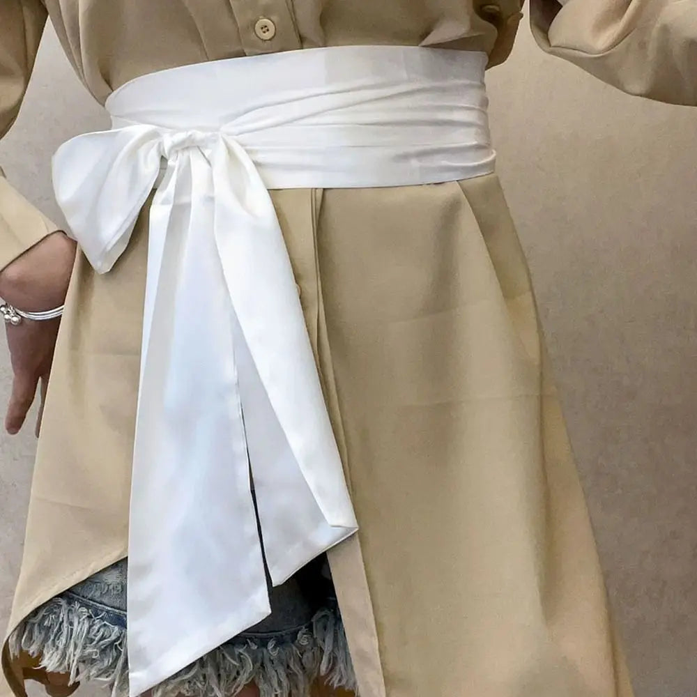 Satin Silk Bow Corset Waist Belt Wide Decorative Bowknot Fabric Ribbon Cummerbunds DIY Waist Bands For Women Lady Girl Bridal