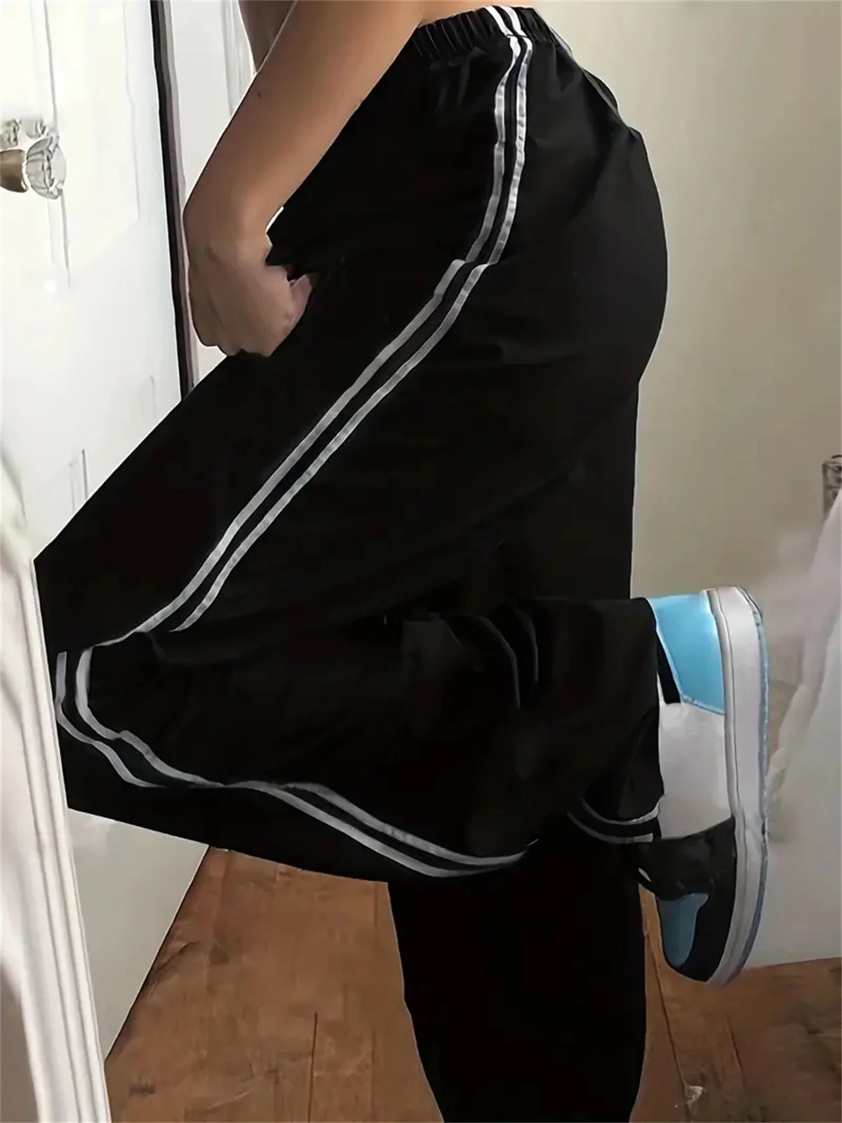 Pantalon ample taille haute pour femme, style streetwear, style hip-hop, décontracté, avec cordon de serrage, collection 2025