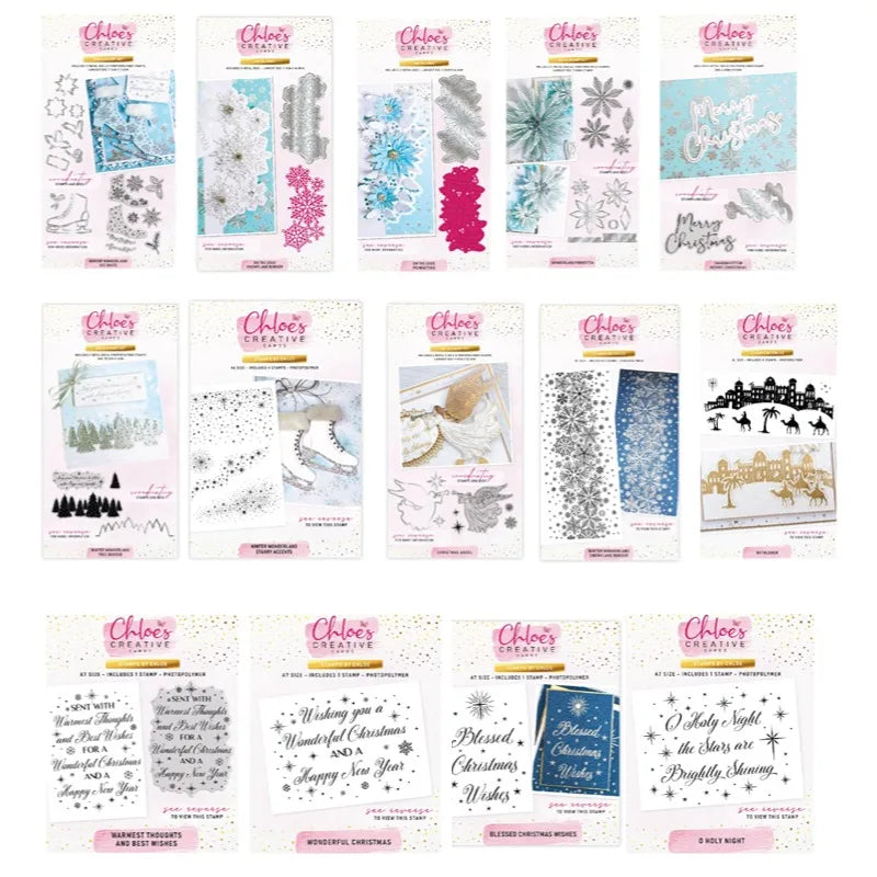 Winter Wonderland Christmas Ice Skate Snowflake Poinsettias Cutting Dies Hot Foil Scrapbooking Diary Decorate Embossing Template