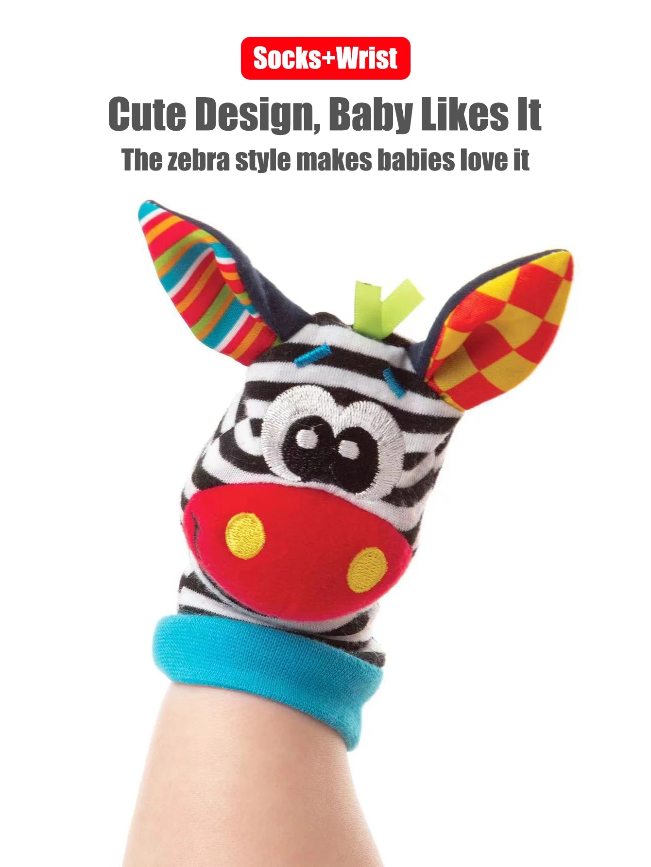 Baby Early Sensory Toys Cartoon Wrist Ring Socks Bed wrapping, bed hanging, soothing cloth toy, sleep soothing towel Baby Rattle