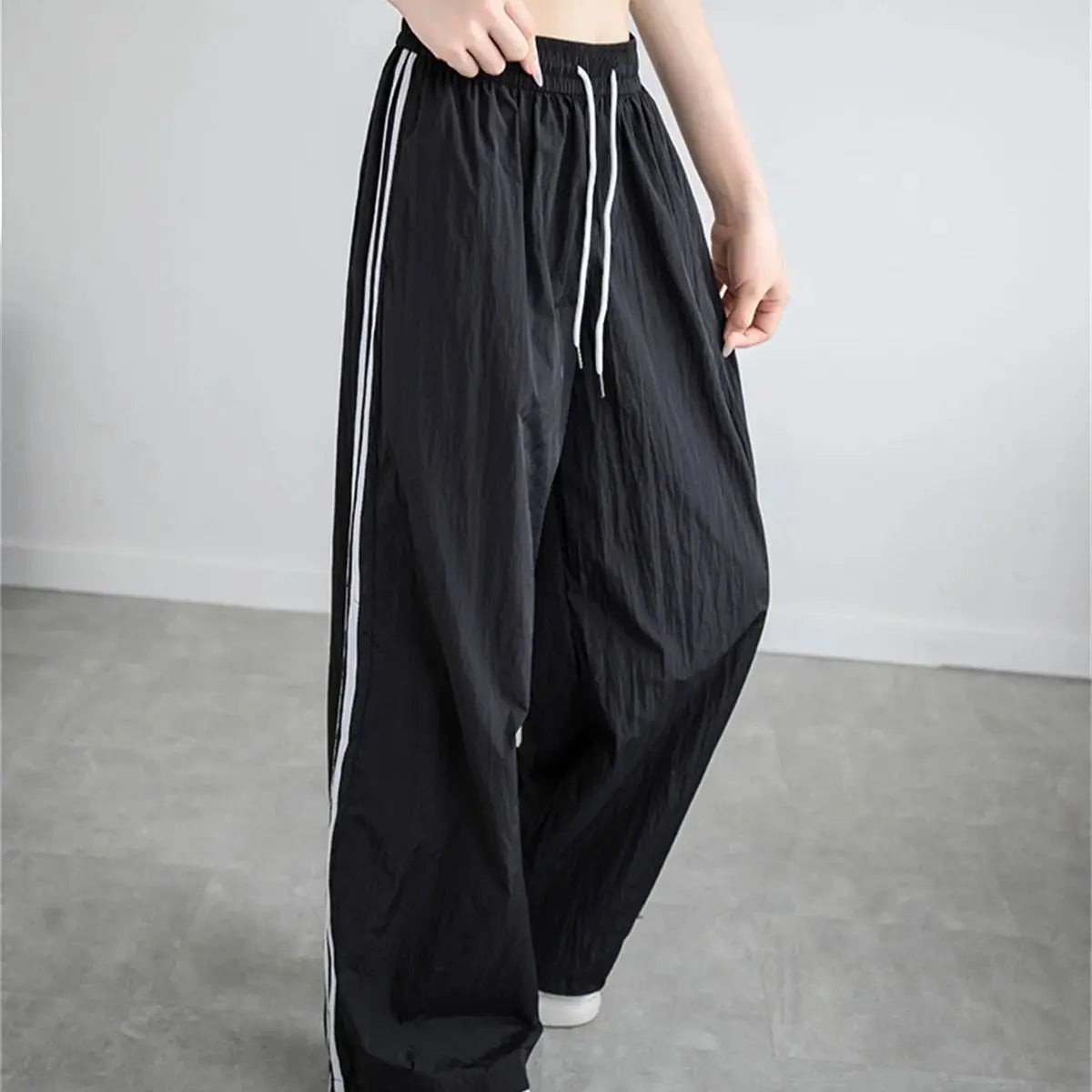 Pantalon ample taille haute pour femme, style streetwear, style hip-hop, décontracté, avec cordon de serrage, collection 2025