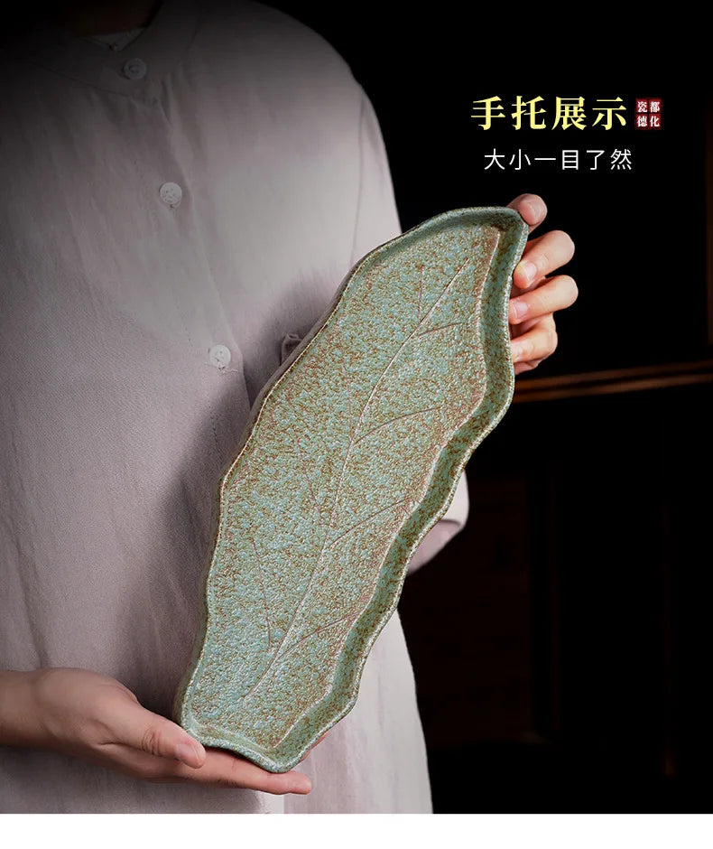 Japanese Stoneware Tea Tray Retro Ceramic Pot Bearing Support Small Tea Table Water Storage Dry Tea Table Household Cha Teaware