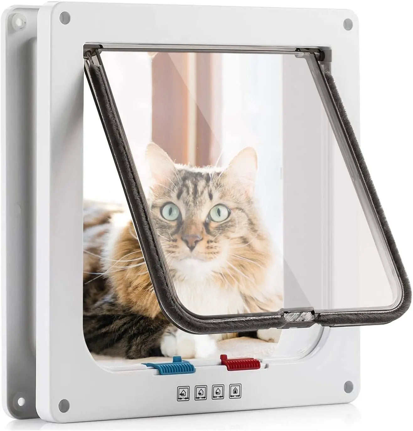 Chatière pour chien et chat avec verrouillage de sécurité à 4 voies, en plastique ABS, pour petits animaux de compagnie