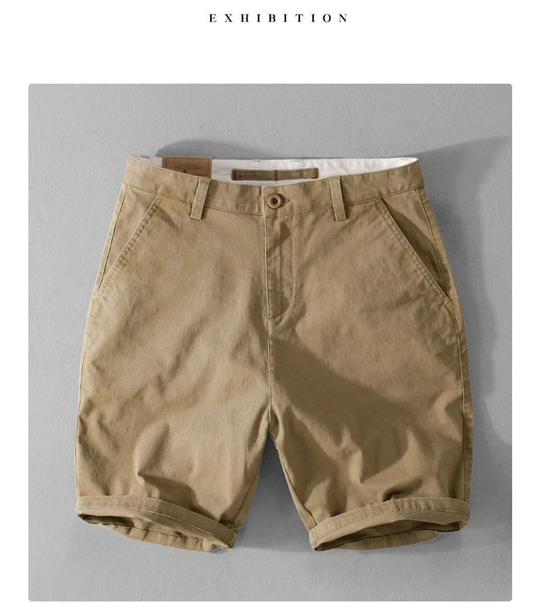 2025 Summer New Casual Cargo Cotton Shorts for Men Clothing Straight Big Pockets Solid Color Summer Pants FY7701