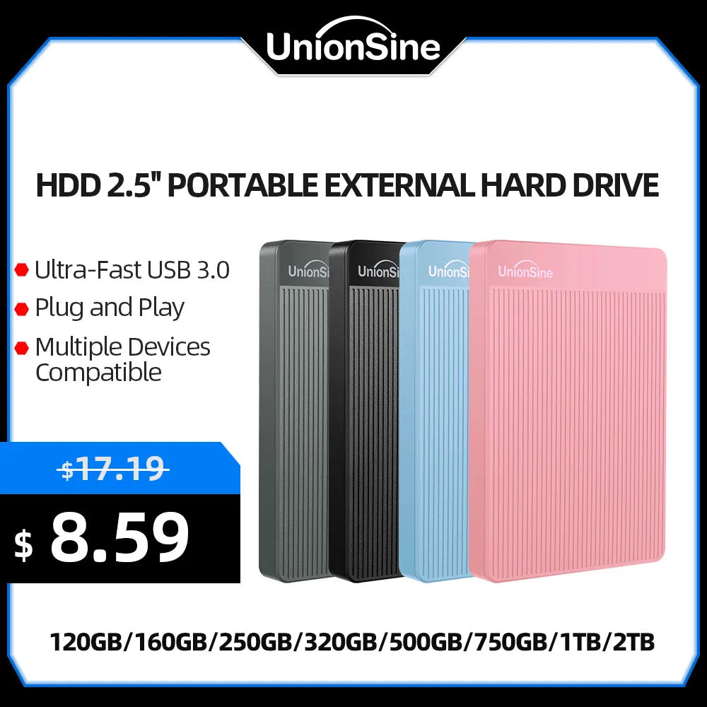 UnionSine Hdd External 2.5" Portable External Hard Drive disk 1tb/320gb/500gb/750gb Compatible for PC Desktop MacBook Computer