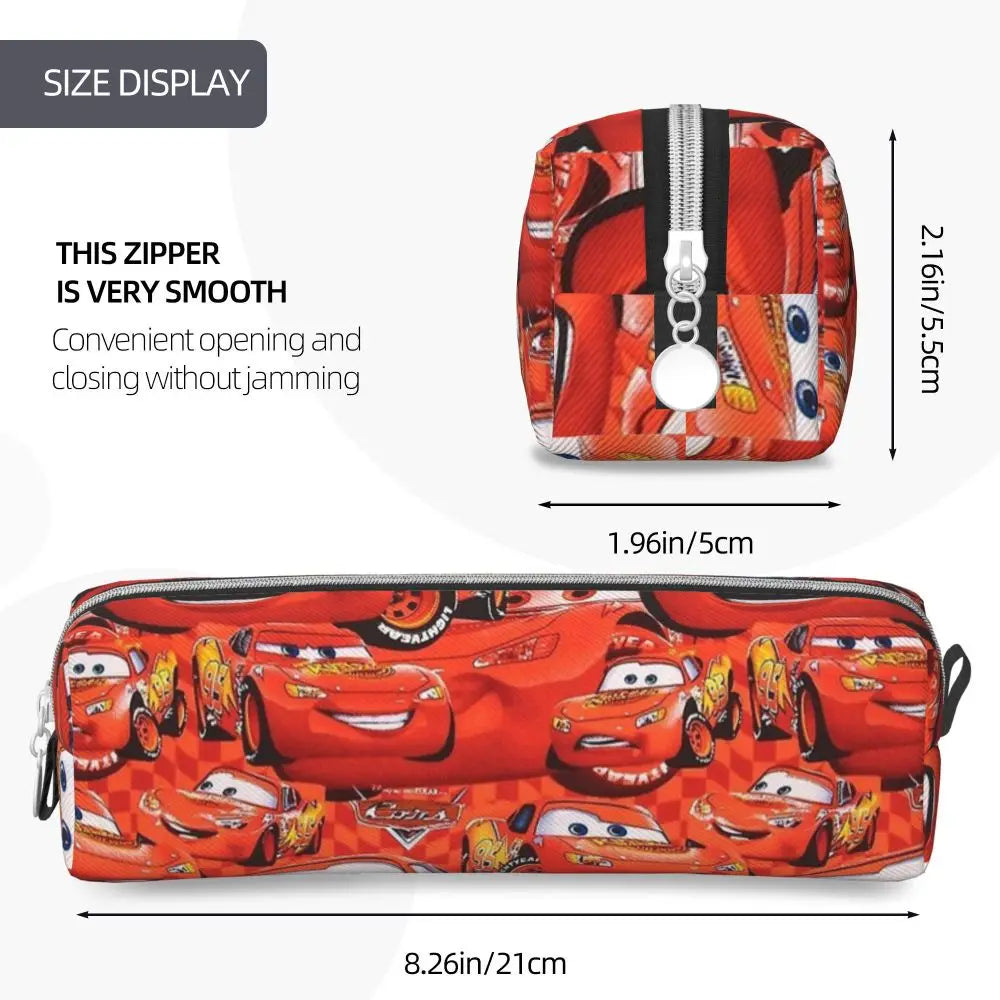 Trousses à crayons courtes personnalisées à gros visage, voitures neuves, Lightning McQueen, trousses à crayons, stylos, sacs pour enfants, fournitures scolaires, papeterie à fermeture éclair
