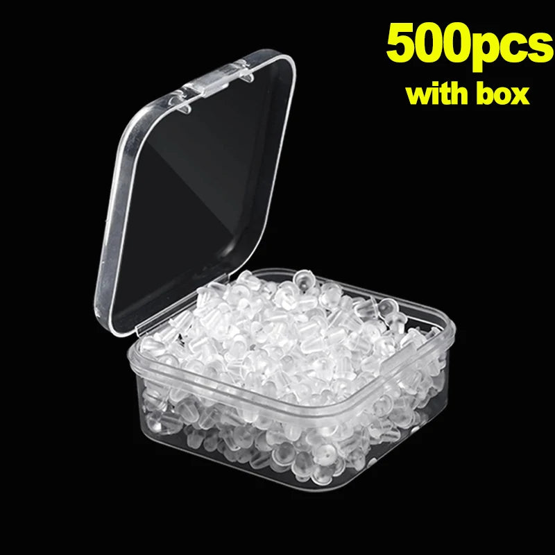 Lot de 500/2000 bouchons d'oreilles en silicone transparents, anti-chute, accessoires pour boucles d'oreilles