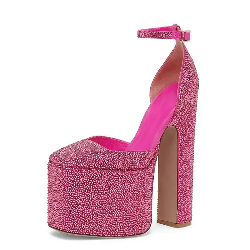 Bottines Chelsea argentées à talons hauts 2024 – Bottines à plateforme pour femme, bout carré, décor diamant, bottines courtes à talon épais