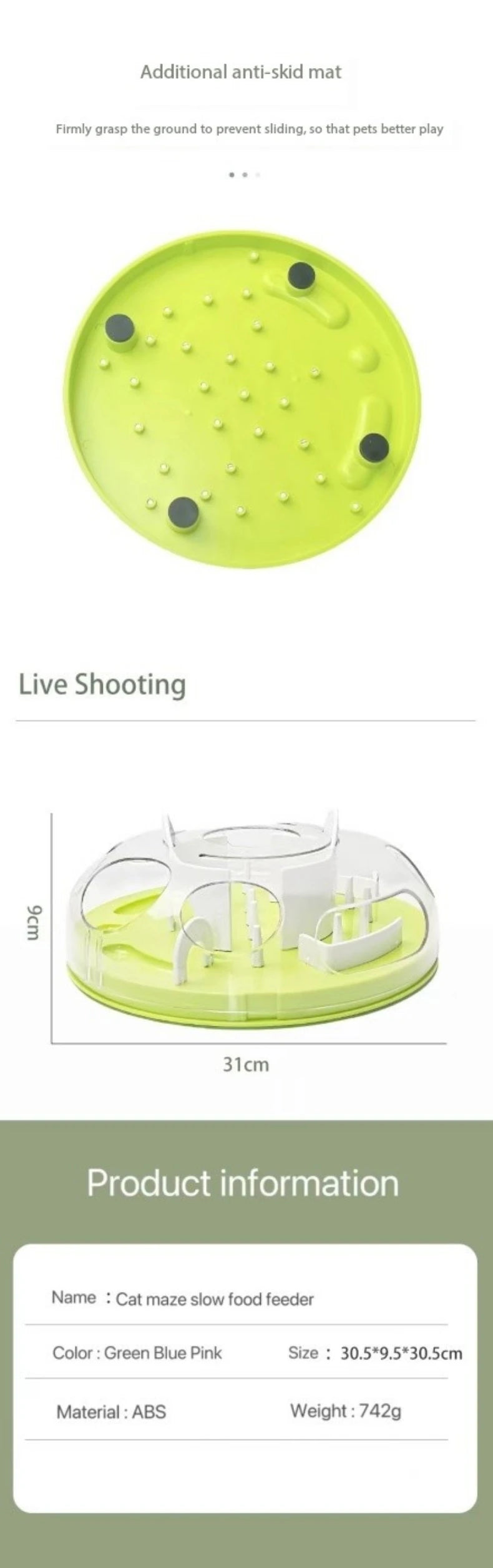 Cat Puzzle Interactive Treat Dispensing Toy Mental Enhancement Slow Feeder Toy Interesting Cat Maze Slow Feeder Tray Bowl