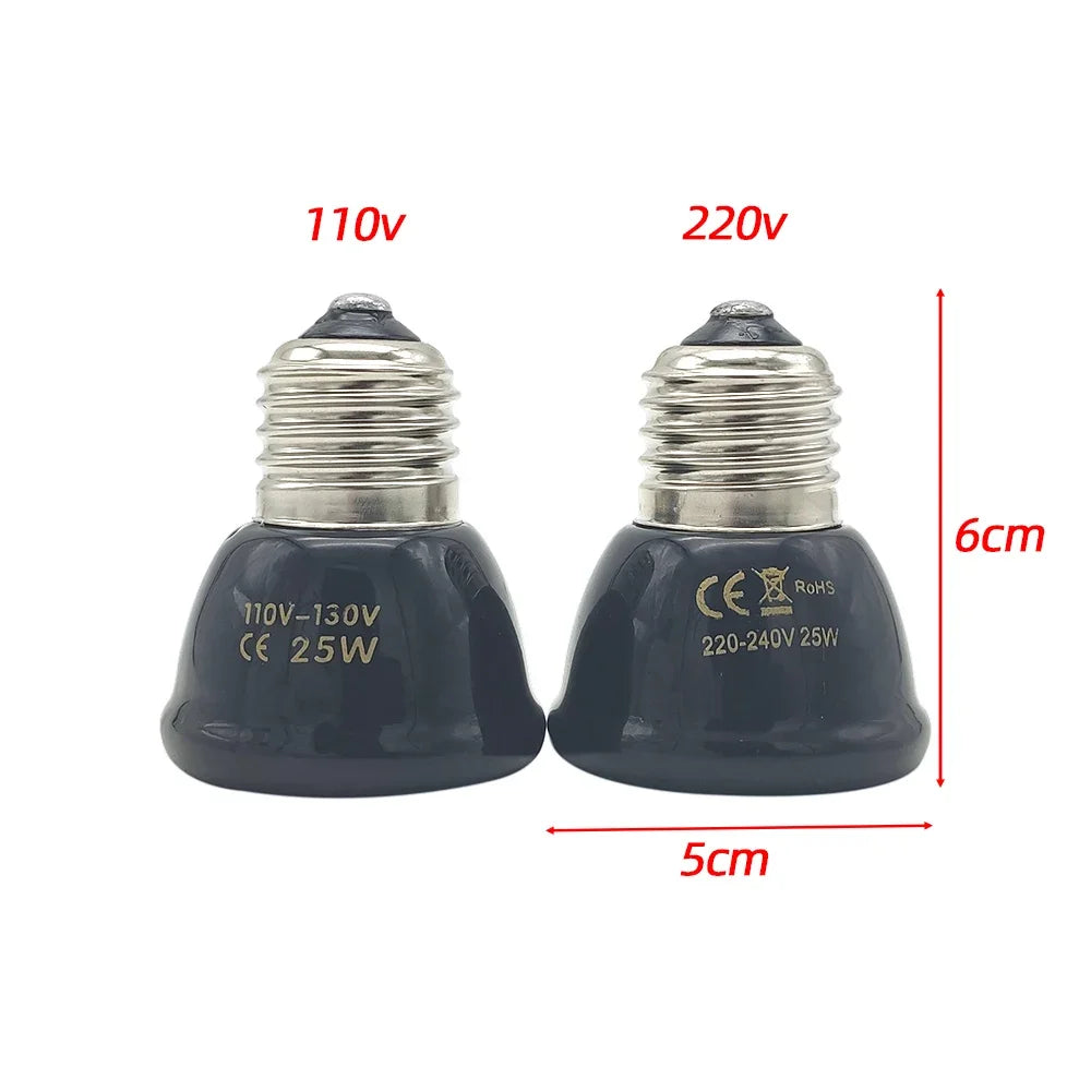 110v/220v Black 25W/50W/75W/100W Pet Reptile Far Infrared Ceramic Heat Lamps