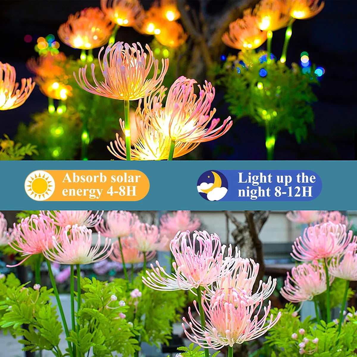1pc Lampes solaires de jardin Lampes solaires de fleurs de rivage, lampes solaires extérieures à LED pour la décoration de jardin, d'allée, de pelouse et de cour