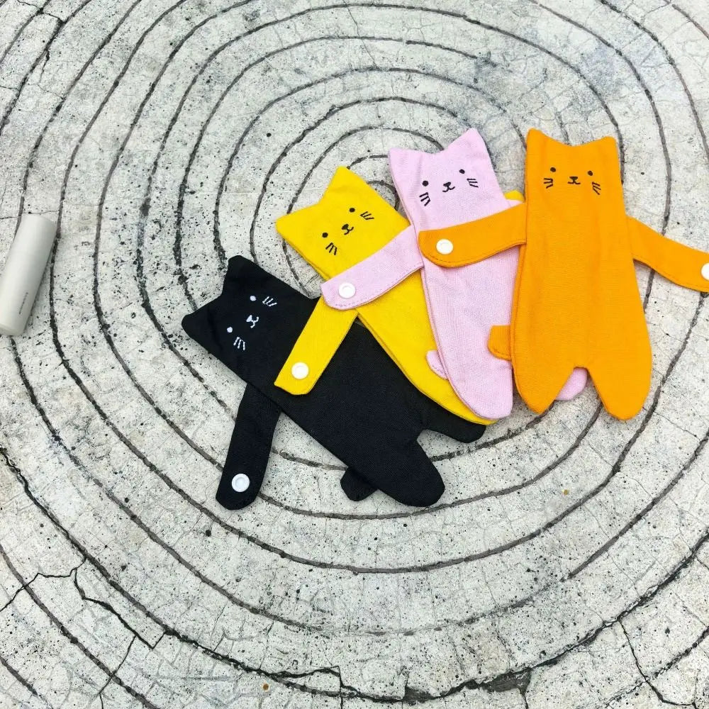 Canvas Cartoon Cat Coin Purse Zipper Closure Anti Loss Zippered Mini Wallet Snap Button Decorative Small Change Pouch Daily Use