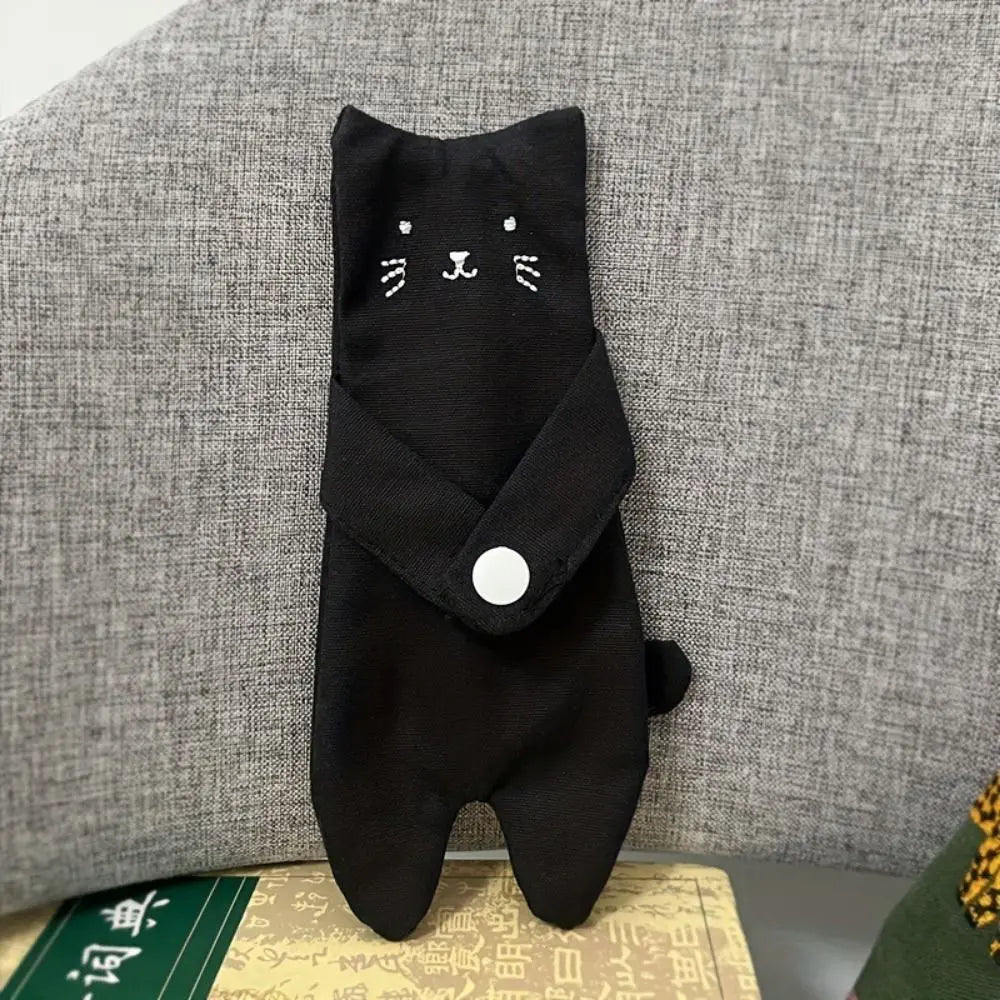 Canvas Cartoon Cat Coin Purse Zipper Closure Anti Loss Zippered Mini Wallet Snap Button Decorative Small Change Pouch Daily Use
