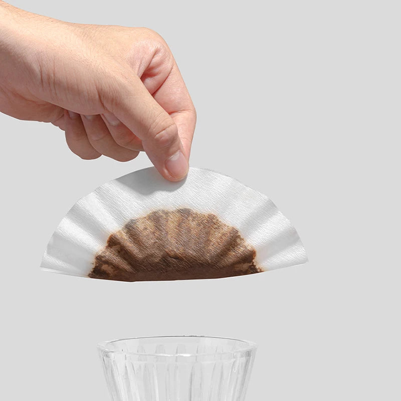 50pcs Disposable Basket Coffee Filter Paper ,Pour Over Filter Papers Cake Shape,Compatible With B75 Wave Dripper 155\185 Series
