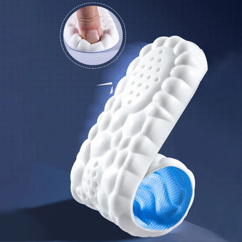 Semelles de sport en mousse 4D, coussinets de chaussures ultra-doux et hautement élastiques, coussin déodorant anti-douleur, soutien de la voûte plantaire, semelles de course à pied
