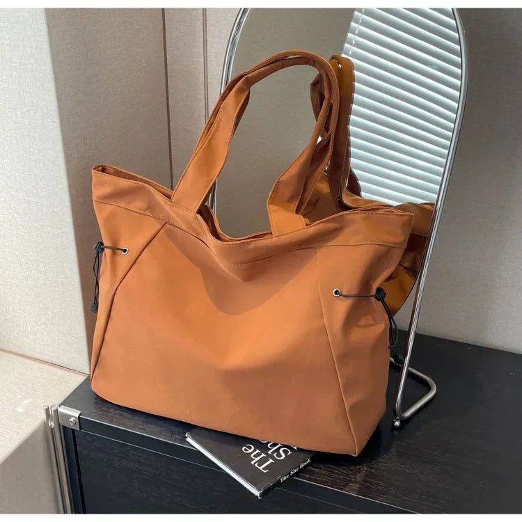Sac fourre-tout décontracté de grande capacité, sac de voyage simple pour femme, grand sac à bandoulière, sacs à main esthétiques, sac fourre-tout à cordon
