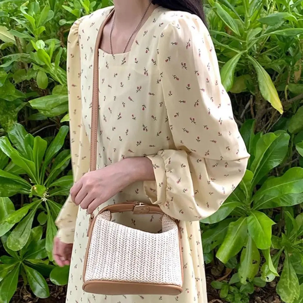 Straw Crossbody Bag For Women New Bohemian Small Knitting Summer Purse And Handbag Vacational Bucket Beach Bags