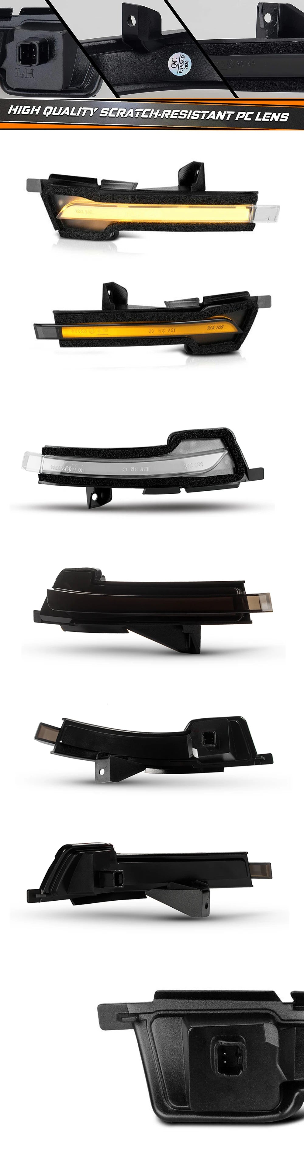 For Ford Mustang 2015-2021 Side Rear View Mirror LED Side Marker Turn Signal Repeat Blinker Lights Parking Dynamic Amber Lamp