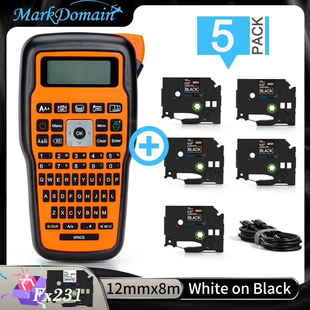 Imprimante portable E1000 Pro, étiqueteuse portable pour travaux d'étiquetage industriel, compatible avec le ruban d'étiquettes Brother TZe-231