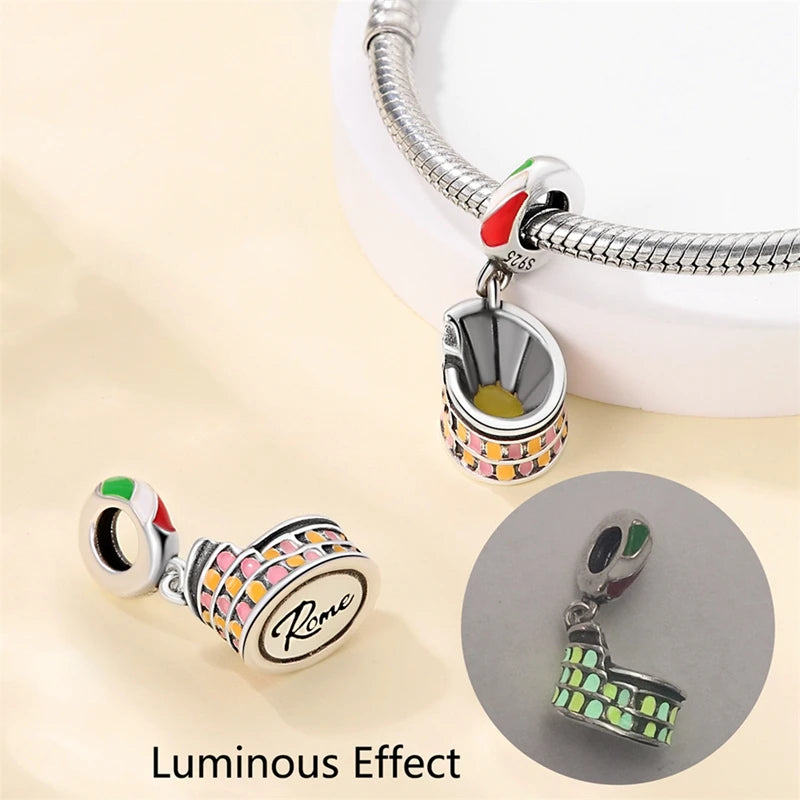 925 Sterling Silver Spots Series Charm Eiffel Tower Egypt Charms Pendant Fit MULA Original Sliver Bracelets DIY Jewelry Gifts