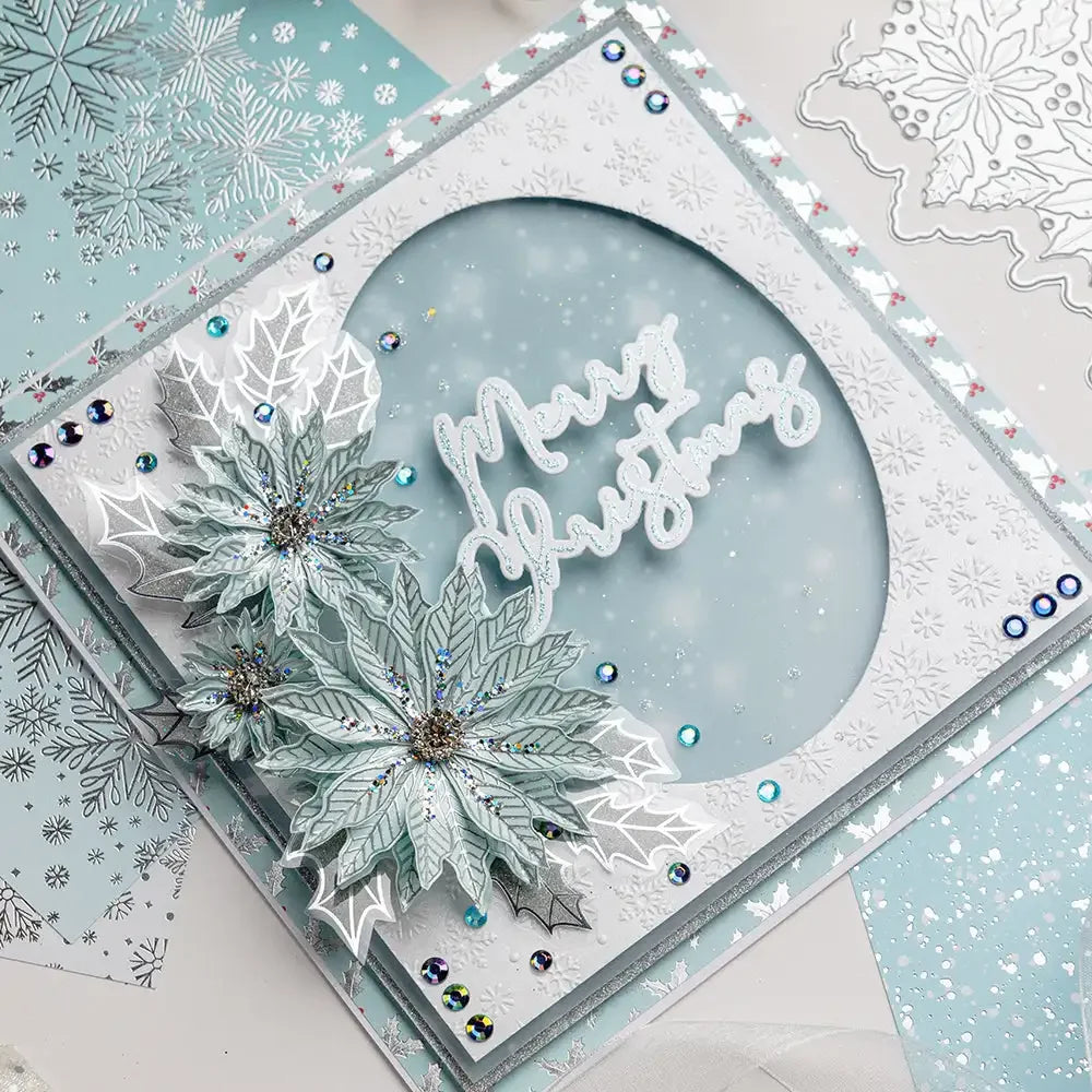 Winter Wonderland Christmas Ice Skate Snowflake Poinsettias Cutting Dies Hot Foil Scrapbooking Diary Decorate Embossing Template