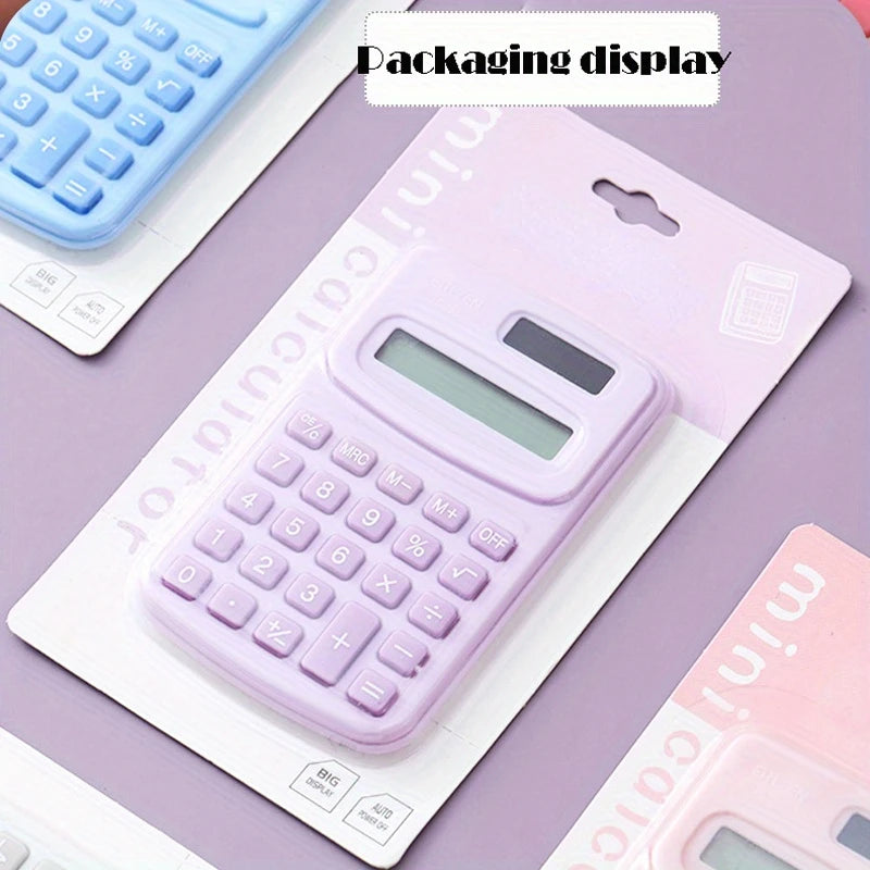 Small Solar Calculator Portable Calculator Cute 8 Digits LCD Electronic Home Office Calculator for Kid Primary School Calculator