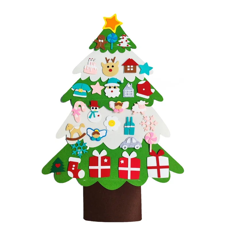 Felt Christmas Tree Gifts for Toddlers Kids with Led String Light, 3.2ft Wall Hanging DIY Xmas Tree 32 Ornaments Home Decoration
