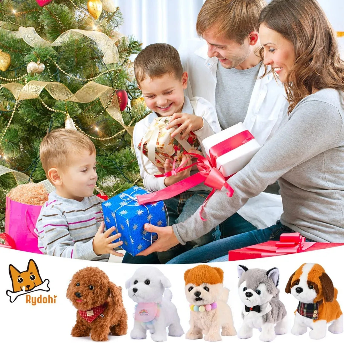 Jouet interactif électronique en peluche pour enfant, qui secoue la queue, fait semblant de s'habiller, chien en peluche qui aboie et marche avec laisse