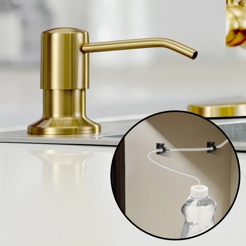 Stainless Steel Soap Dispenser Extension Tube Kit Kitchen Sink Liquid Soap Dispenser Bathroom Lotion Detergent Hand Press Pumps