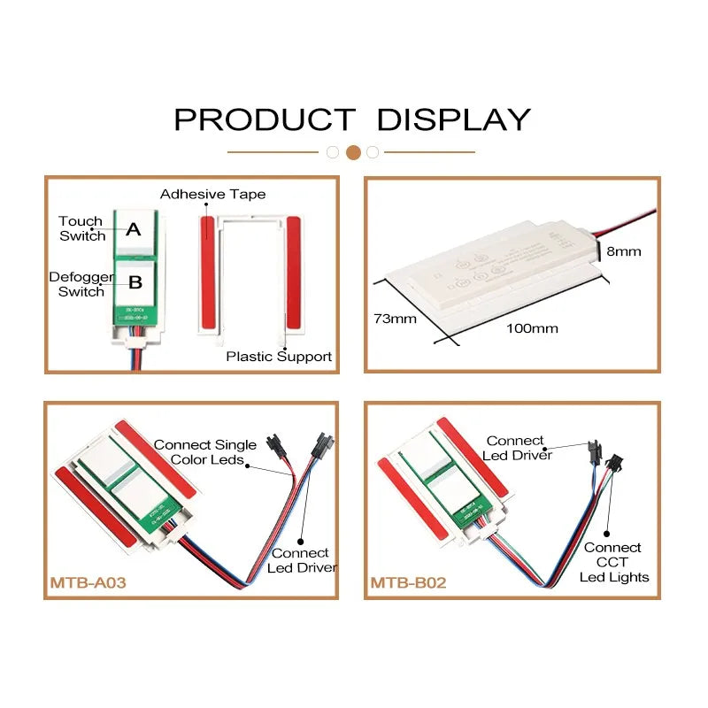 Bathroom mirror touch dimming double touch defogging capacitive touch sensor switch