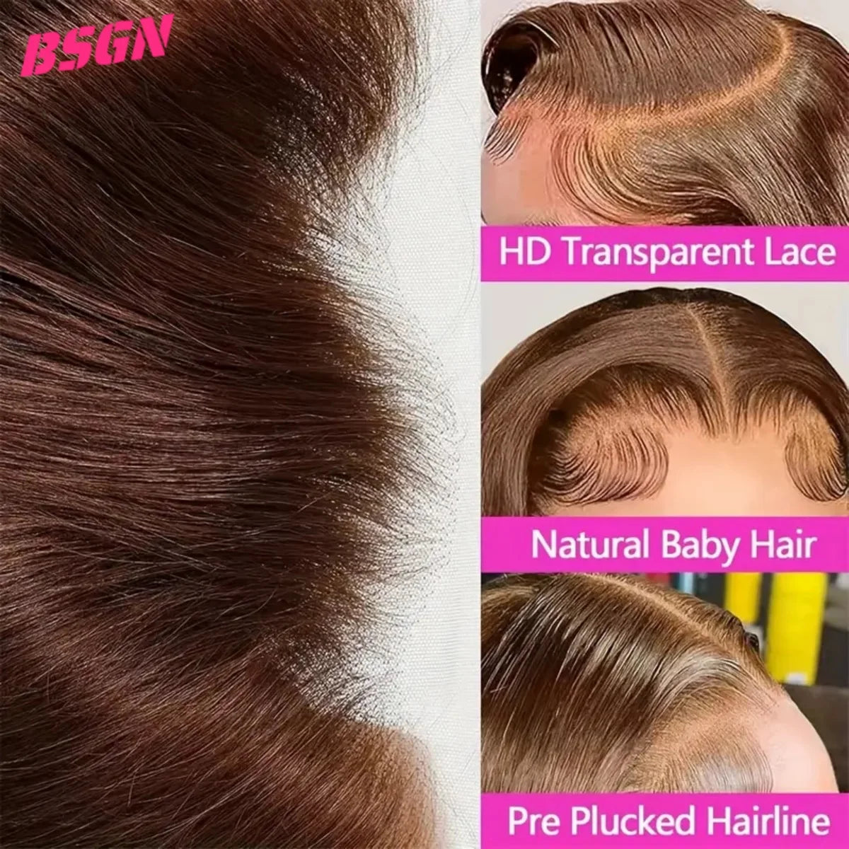 200% BSGN Chocolate Bob Wigs 13X4 HD Transparent Lace Frontal Wigs Human Hair 100% Human Hair For Woman Pre Plucked Glueless Wig