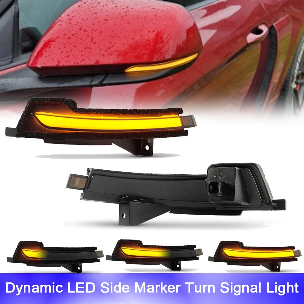 For Ford Mustang 2015-2021 Side Rear View Mirror LED Side Marker Turn Signal Repeat Blinker Lights Parking Dynamic Amber Lamp