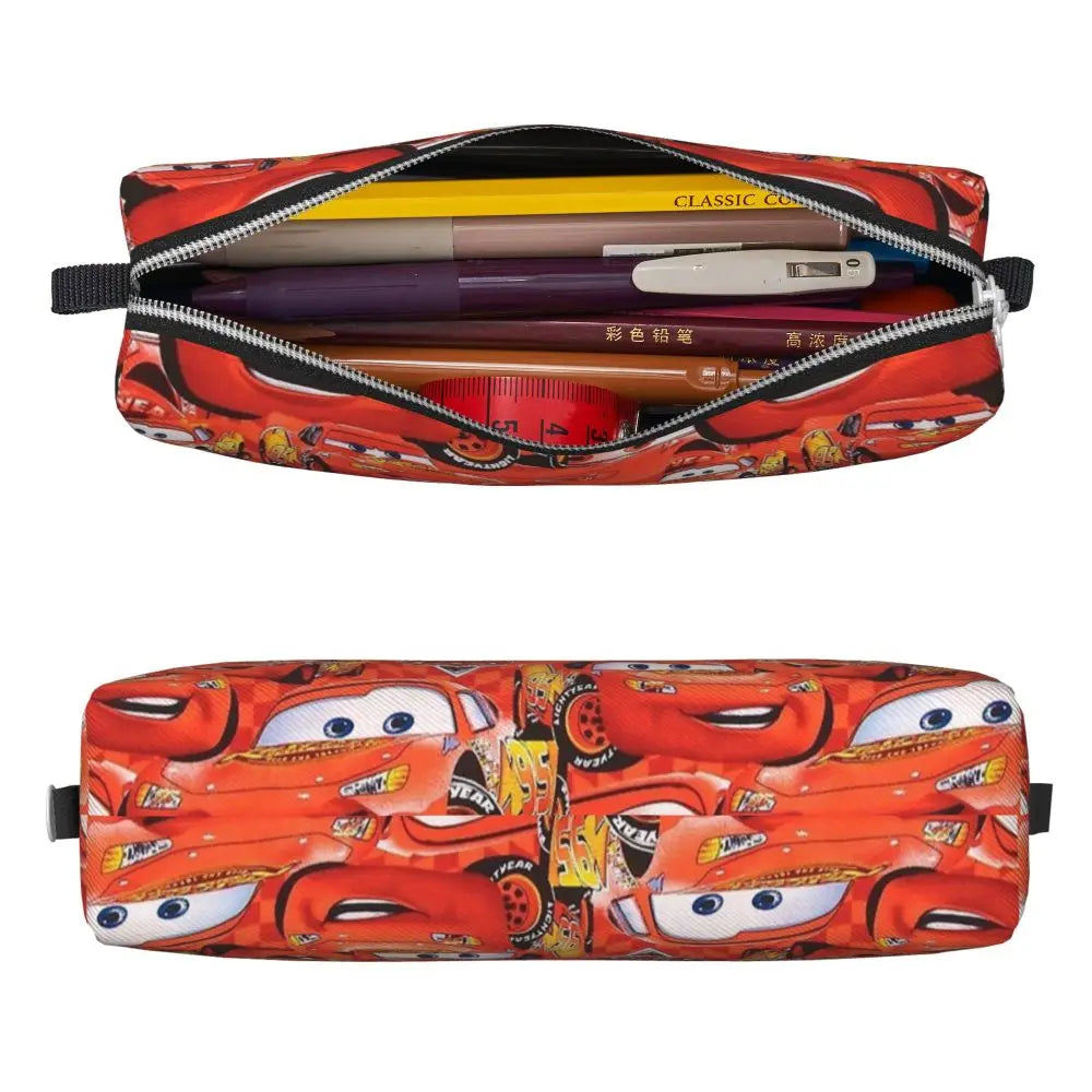 Trousses à crayons courtes personnalisées à gros visage, voitures neuves, Lightning McQueen, trousses à crayons, stylos, sacs pour enfants, fournitures scolaires, papeterie à fermeture éclair