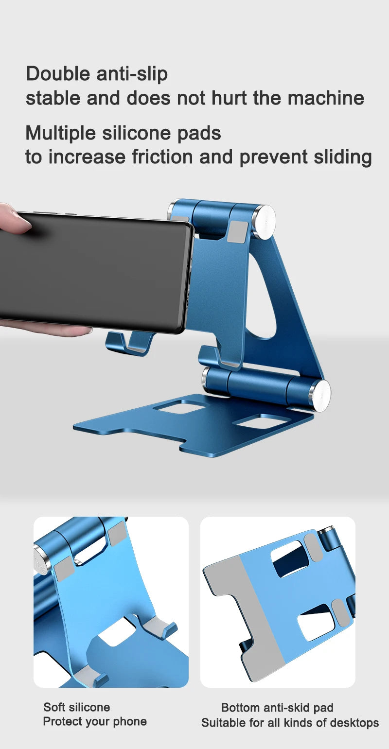 Metal Aluminum Alloy Mobile Phone Desktop Holder Stand for iPhone 13 14 Pro Stand Lazy Live Portable Folding Mobile Phone Stand