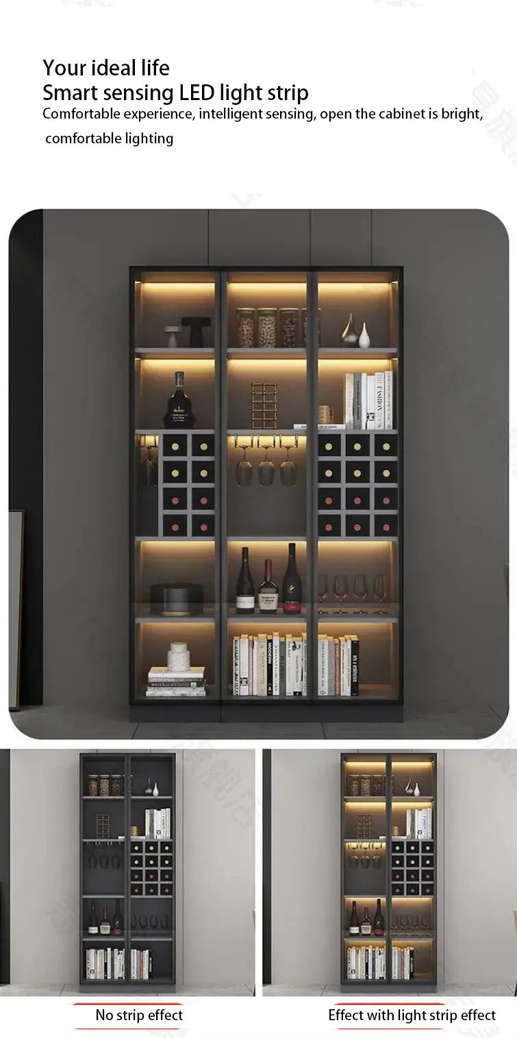 Glass Cellar Wine Cabinets Rack Showcase Storage Wall Wine Cabinet Living Room Fridge Vitrinas De Vidrio Indoor Bar Furniture