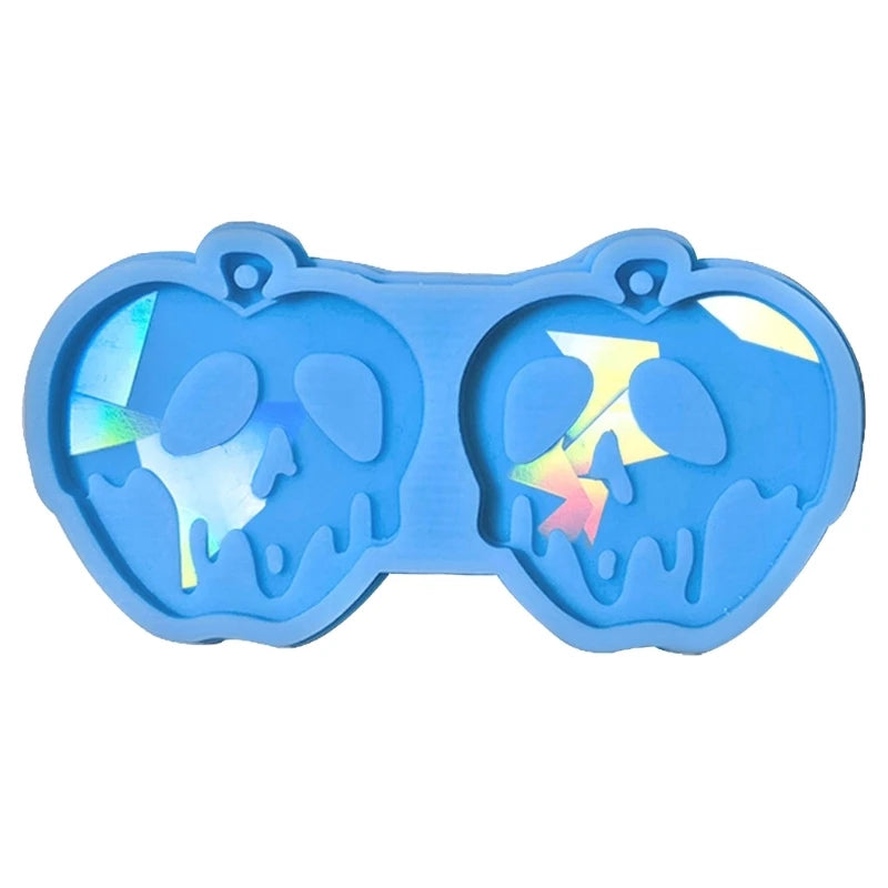 R3MC Light Keychain Pendant Silicone Mold Skull Apples Earrings Mold DIY Ornaments Mould for Birthday Gift