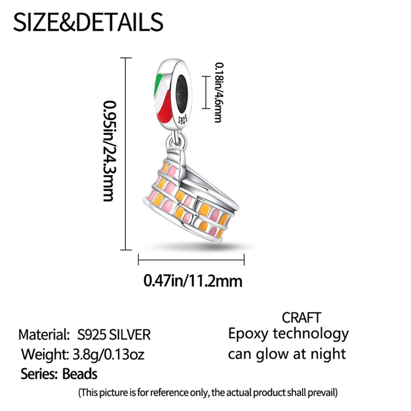 925 Sterling Silver Spots Series Charm Eiffel Tower Egypt Charms Pendant Fit MULA Original Sliver Bracelets DIY Jewelry Gifts