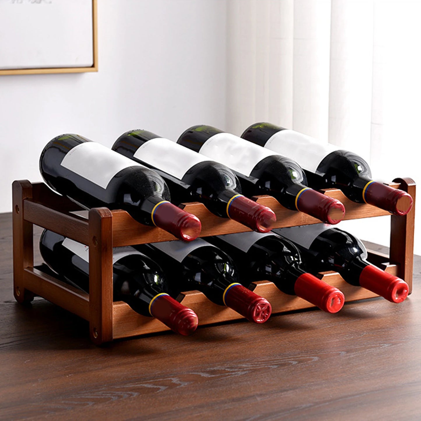 Wine Rack Wooden WineBottle Display Cabinet Holders Shelf Wine Showcases Countertop Wine Storage Rack Cellar Bar Accessories