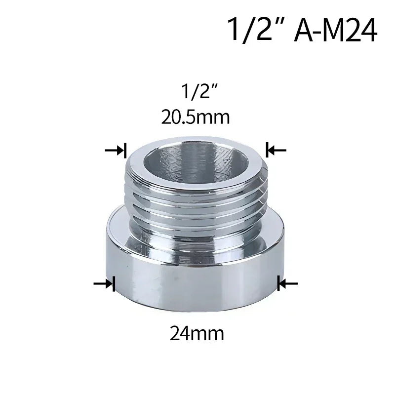 Water Faucet Coupler 1/2 To M16 M18 M20 M22 M24 M28 M32 Thread Connector Conversion Tap Adapter Fitting Bubbler Kitchen Bathroom