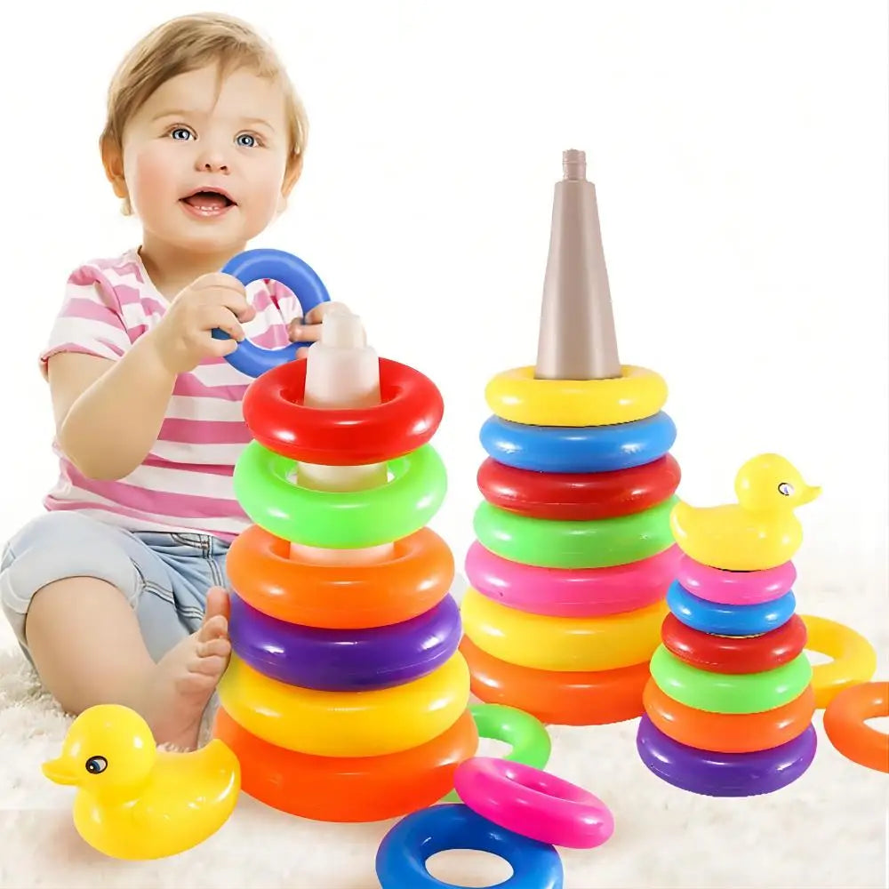 Jouets empilables arc-en-ciel pour nourrissons de 0 à 3 ans, apprentissage précoce, puzzle, développement de l'intelligence, tour arc-en-ciel, jouet pour bébé, cadeau, anneau empilable