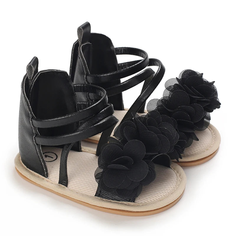 Girls' Sandals 2025 Summer New Children's Flower Princess Shoes Medium Large Children's Soft Bottom High Butt Roman Shoes