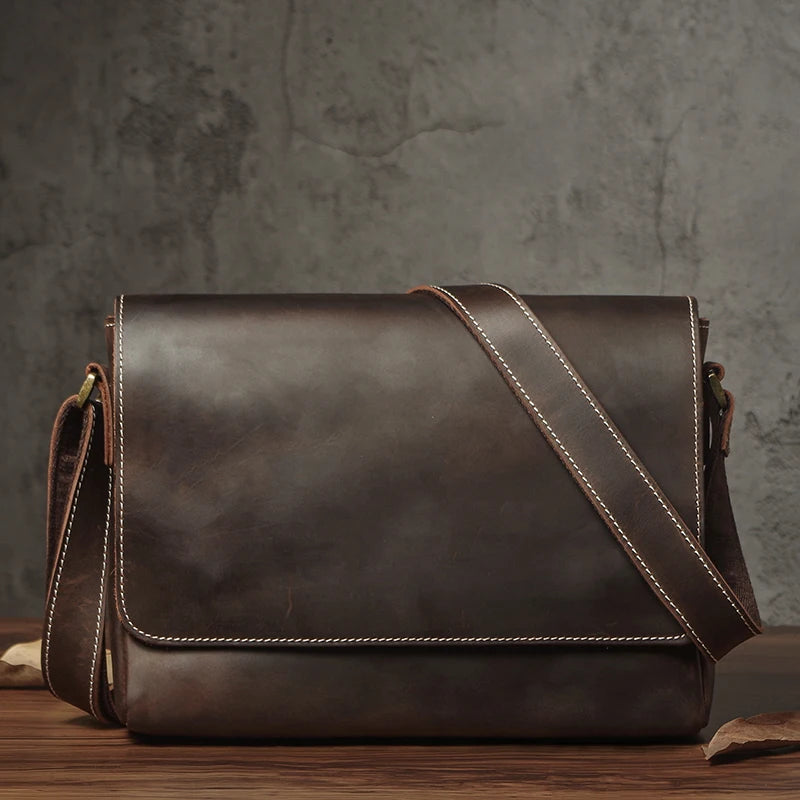 Sac à bandoulière NUKA en cuir véritable pour homme, style rétro, original, en cuir de vache, horizontal, à rabat, pour iPad 11 pouces