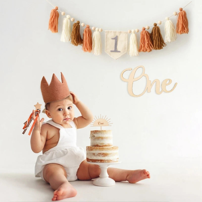 Happy Birthday Banner Handmade Tassel Pendant First Boys Girl Baby Shower Birthday Party Balloon Decoration Supplies Baby Gifts